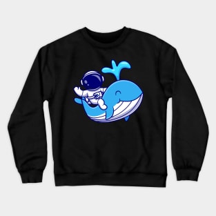 Astronaut With Cute Whale Cartoon Crewneck Sweatshirt